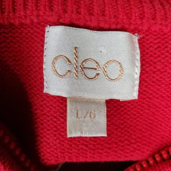 Vintage 90s Embroidered Knit Full Zip Vest Polar Bears Red Large cleo - Picture 2 of 15